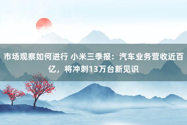 市场观察如何进行 小米三季报：汽车业务营收近百亿，将冲刺13万台新见识