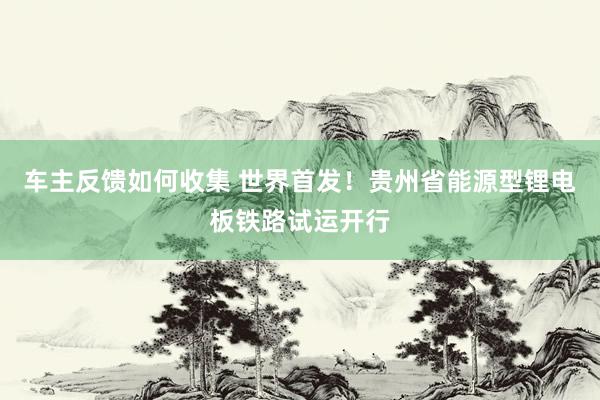 车主反馈如何收集 世界首发！贵州省能源型锂电板铁路试运开行