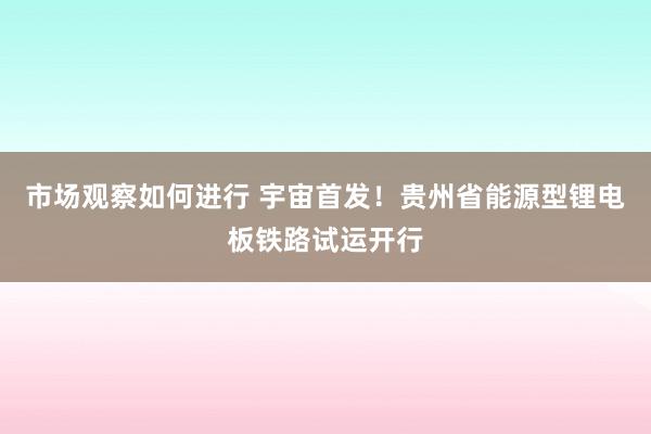 市场观察如何进行 宇宙首发！贵州省能源型锂电板铁路试运开行