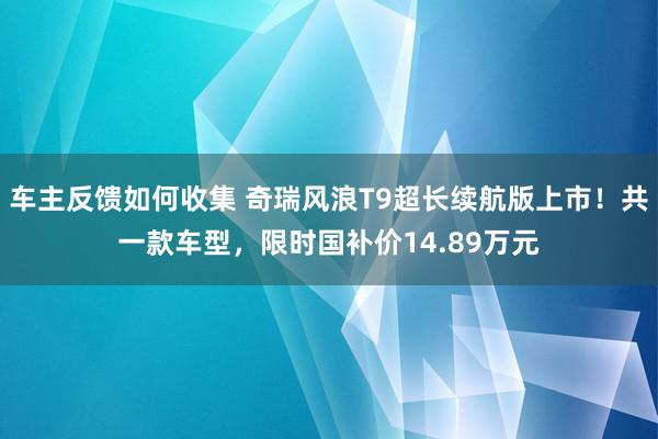 车主反馈如何收集 奇瑞风浪T9超长续航版上市！共一款车型，限时国补价14.89万元